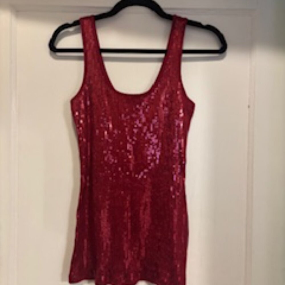 Women's Express Red Sequin Top Size Medium